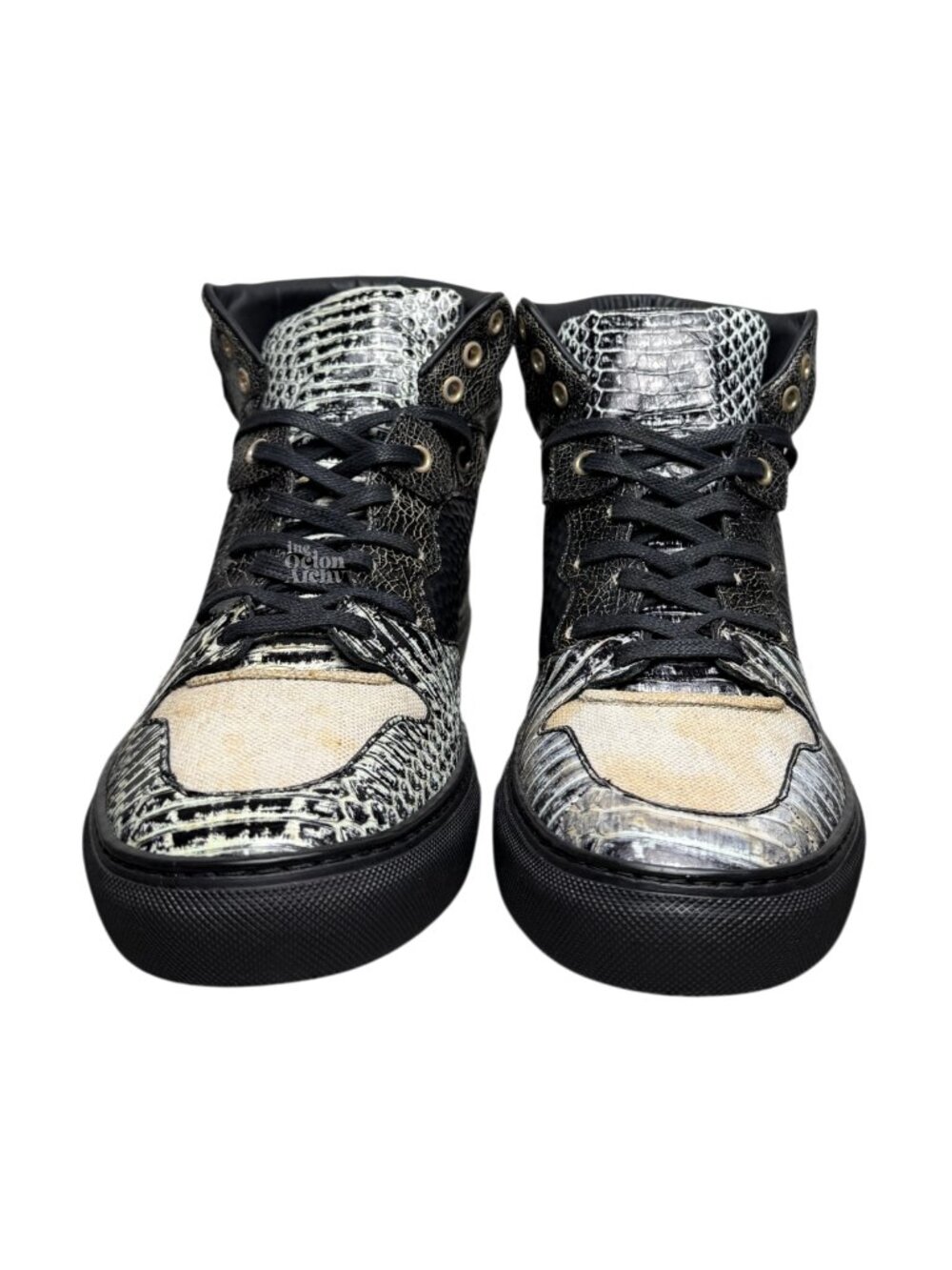 Vintage Balenciaga High Top Sneaker Black/Snakeskin Mismatched Sizes (40L & 41R) - Picture 4 of 14